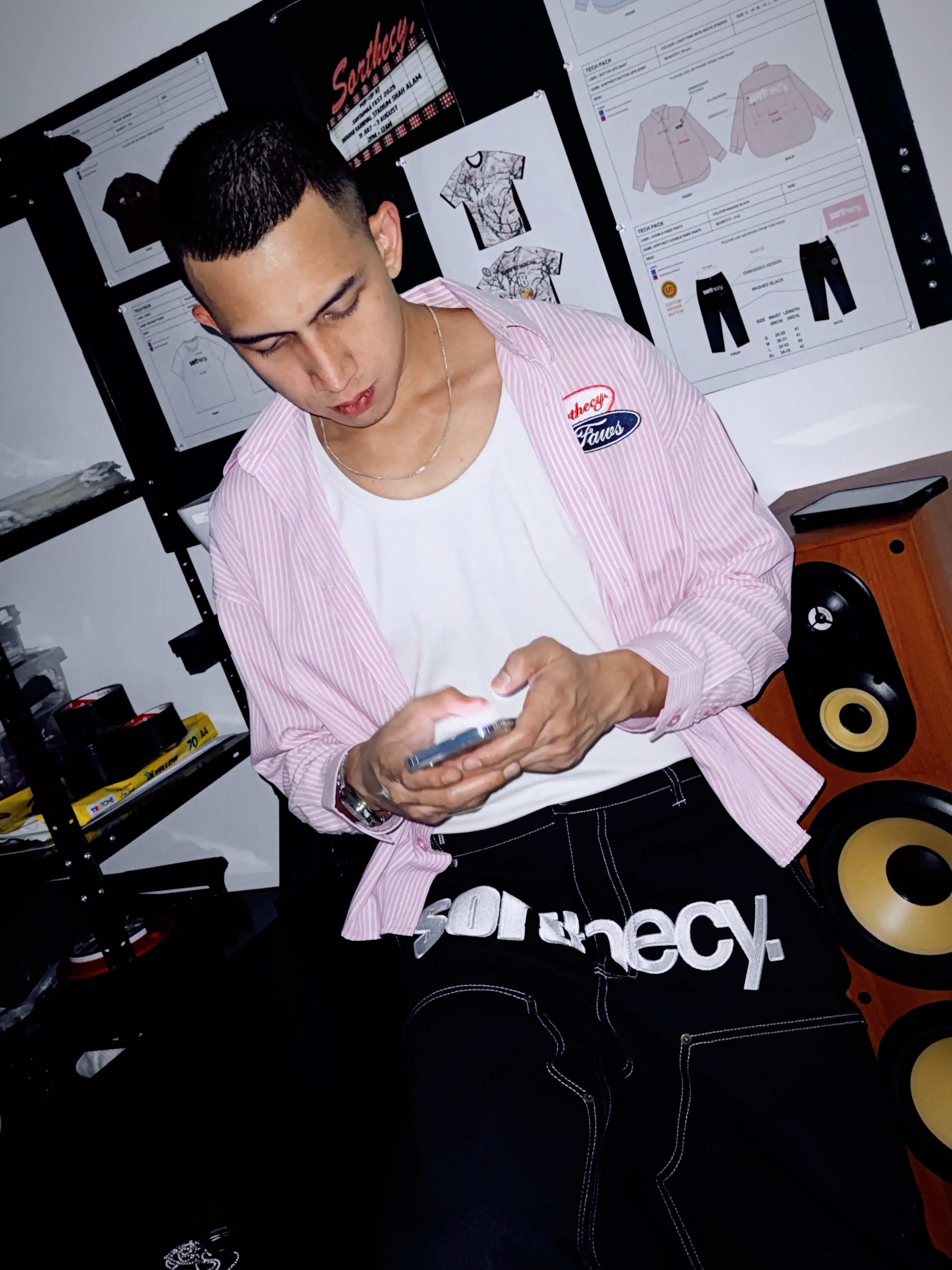 OXFORD BOXY LONG SHIRT WHITE PINK