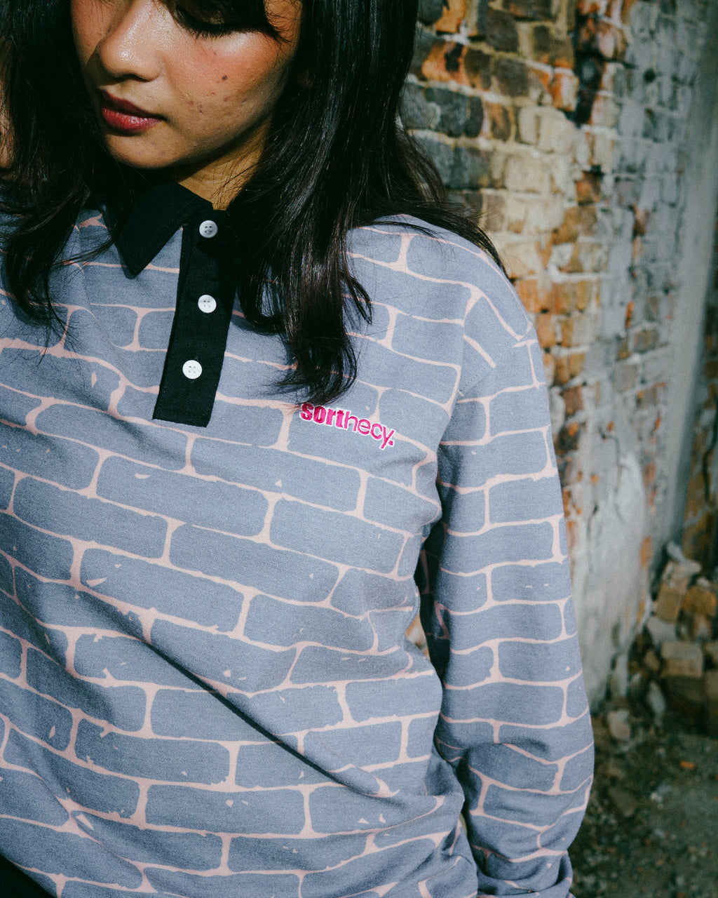 SORTHECY BLOCK POLO LONGSLEEVE SHIRT