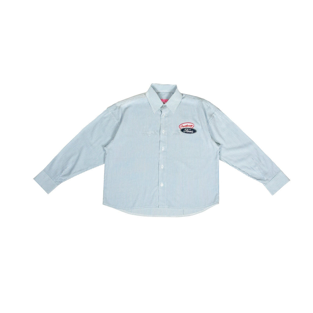 OXFORD BOXY LONG SHIRT WHITE BLUE